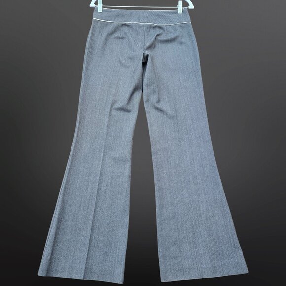 Vintage Bebe Pants Womens Size 4 Gray Wide Leg Flare Low Rise Y2K Office Siren - Picture 6 of 9